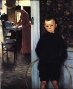 Paul Mathey Woman and Child in an Interior oil painting on canvas